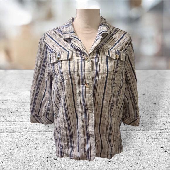 Tanjay shacket blue and white stripes size 16 - Picture 7 of 11